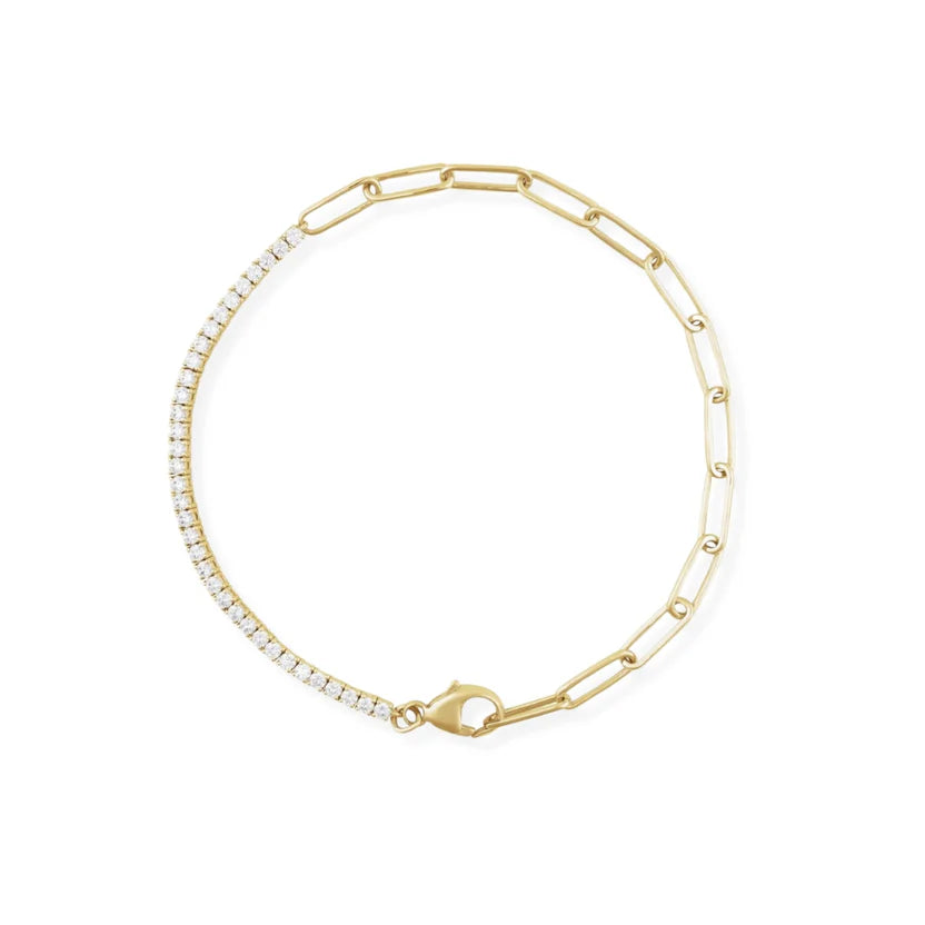 1 ct natural diamond line bracelet with gold chain